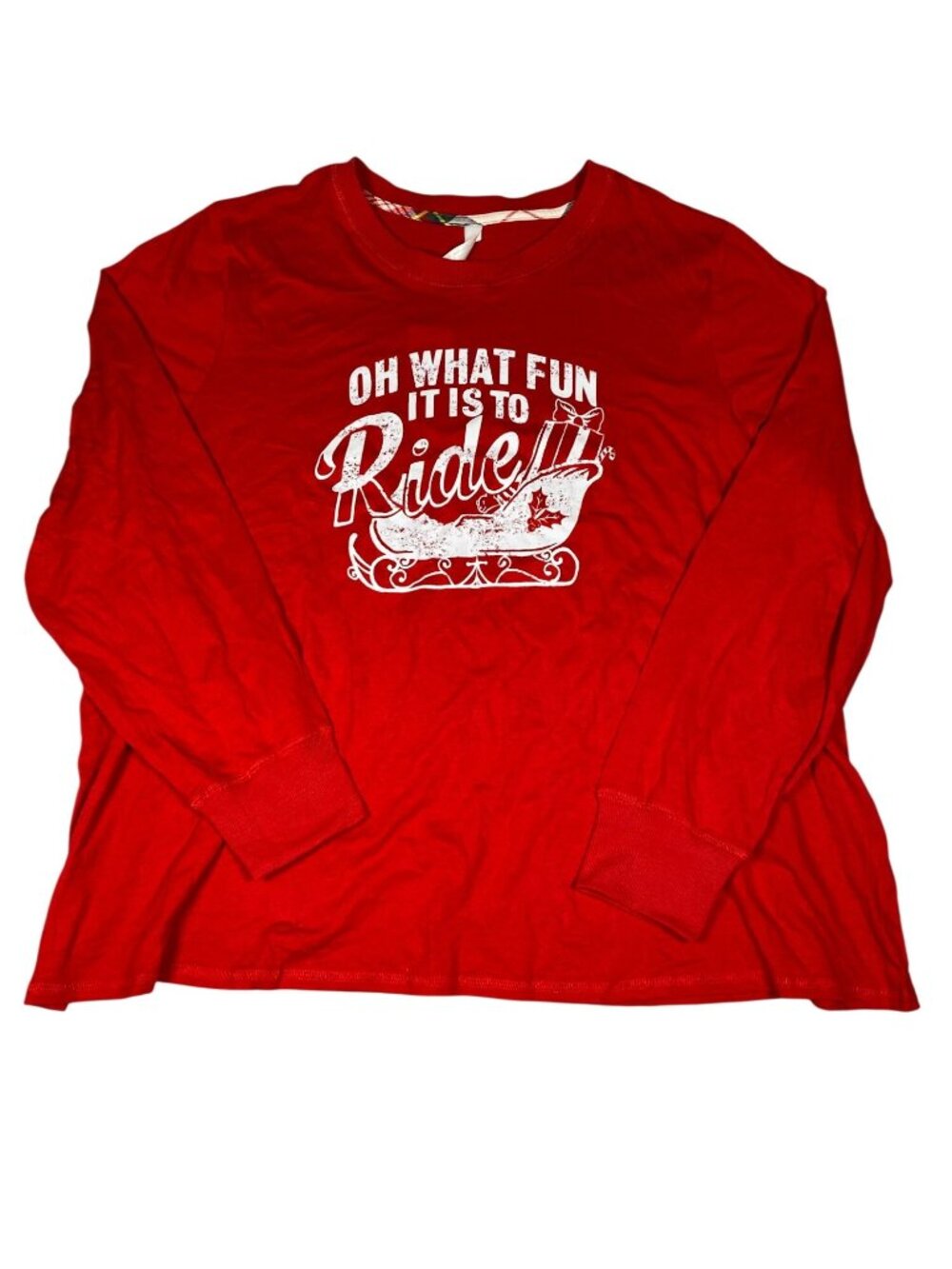 Sleep By Cacique Red Christmas Long Sleeve Top Womens 18/20 Cotton Blend NWT